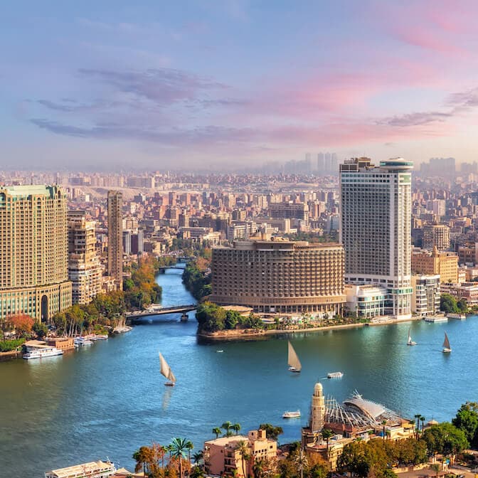 Skyline over the Nile in Cairo